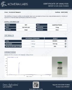 KPV COA 10mg (Kovera Labs, Lot EAZ-KP10-001)