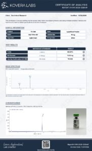 TB-500 COA 10mg (Kovera Labs, Lot EAZ-TB10-001)