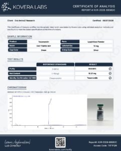 Tesamorelin COA 10mg (Kovera Labs, Lot EAZ-TSM10-001)